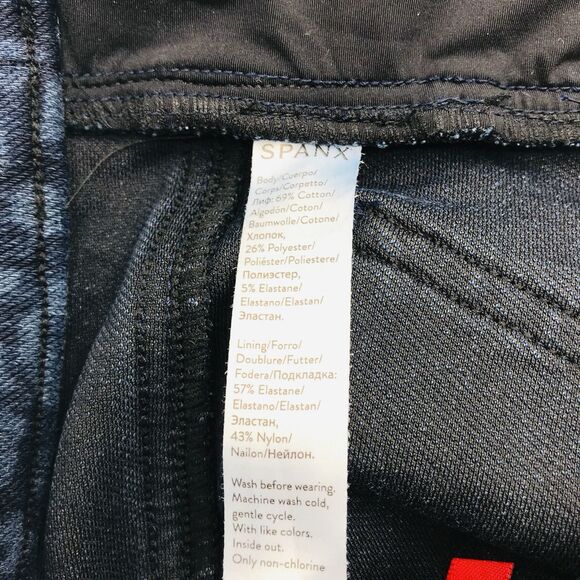 SPANX Leggings Jean Look Black & Blue Leopard Print Ankle Sporty Cozy Womens M - Picture 8 of 12